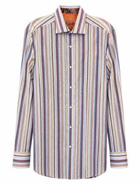 Robert Graham Multicolor Striped Flip Cuff Button Front Shirt XLT